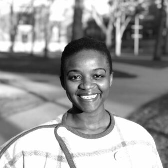 Black and white photo of Julie Owono
