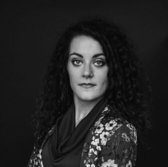 black and white photograph of Petra Molnar