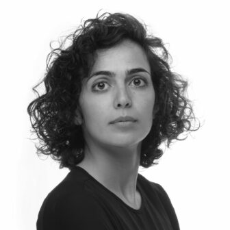 Black and white photo of Samaneh Moafi
